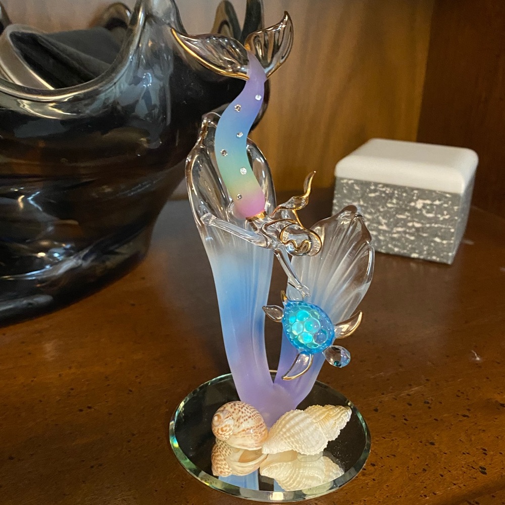 Glass Baron Mermaid & Turtle Figurine  | Ocean Coastal Decor | Collectible